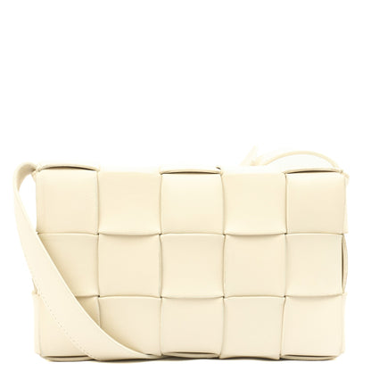 Bottega Veneta Cross Body Cassette in White, Intrecciato leather — Back View