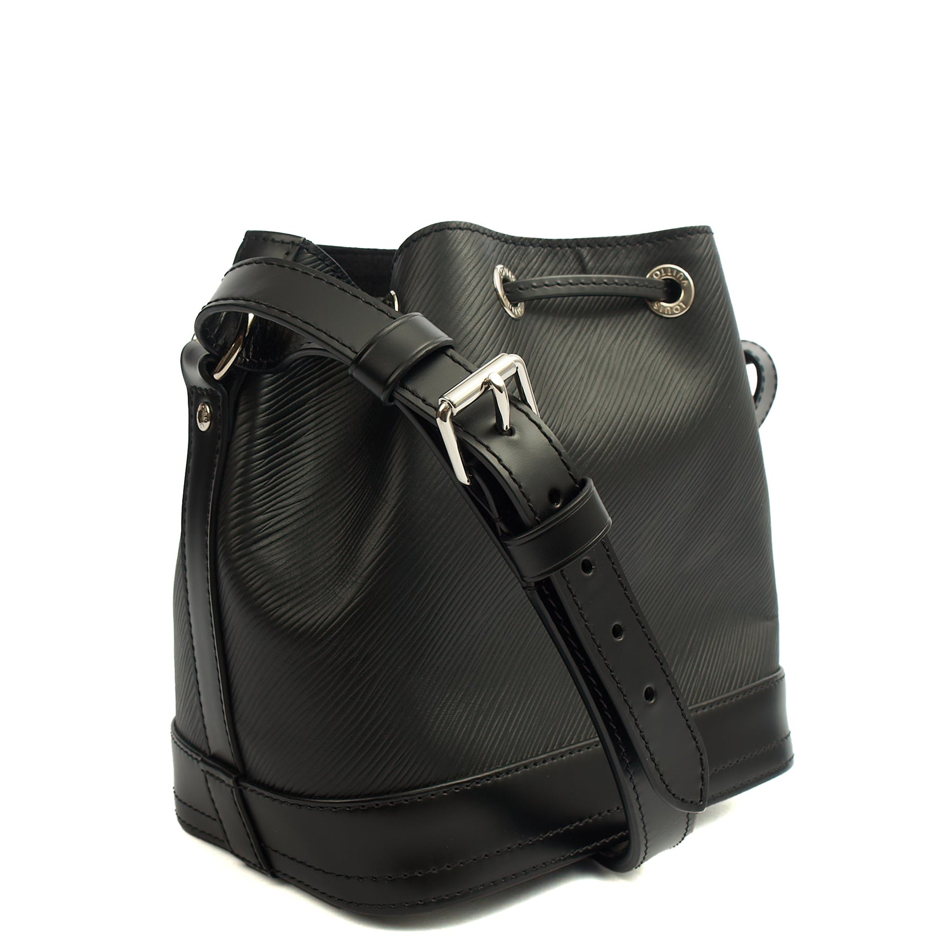 Louis Vuitton Bucket Bag Noe BB in Black, Epi Leather — Top View