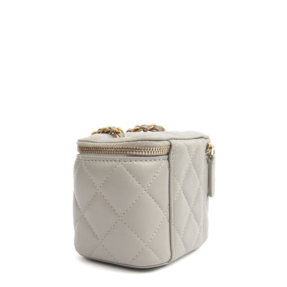 Chanel Cross Body Vanity Case - Mini in Grey, Lambskin Leather (GHW) — Alternate View 21