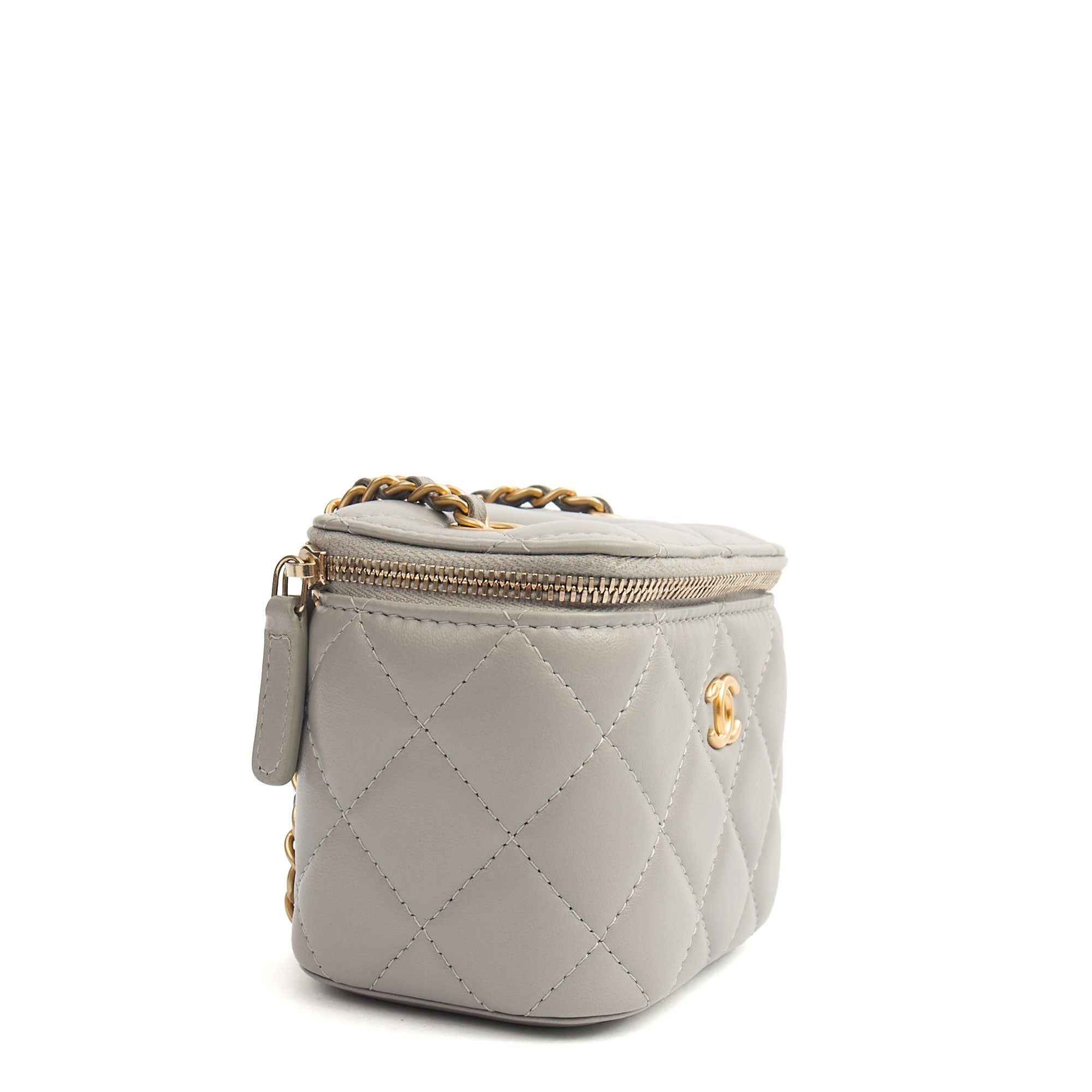 Chanel Cross Body Vanity Case - Mini in Grey, Lambskin Leather (GHW) — Alternate View 19