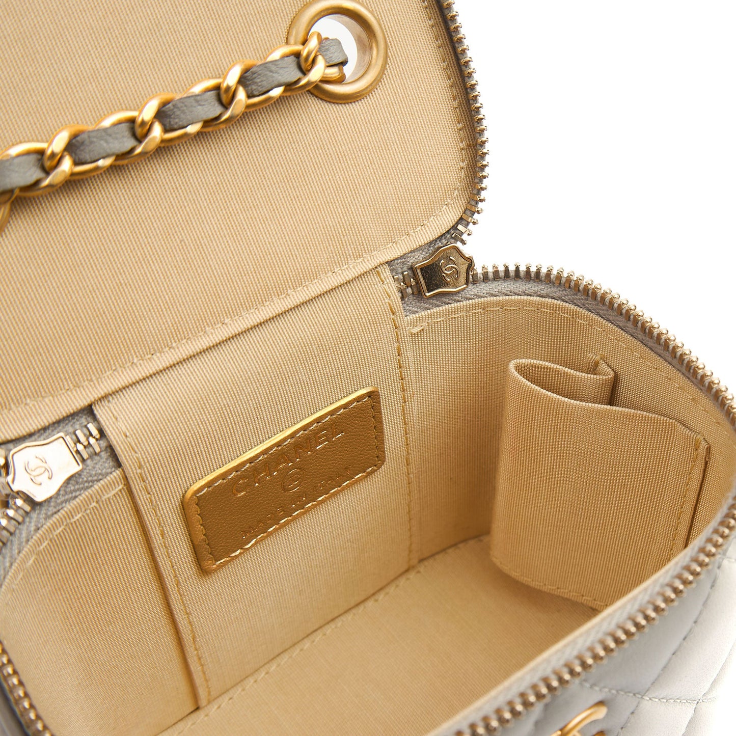 Chanel Cross Body Vanity Case - Mini in Grey, Lambskin Leather (GHW) — Alternate View 25