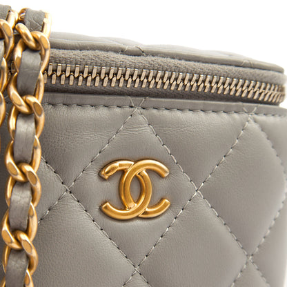 Chanel Cross Body Vanity Case - Mini in Grey, Lambskin Leather (GHW) — Alternate View 15