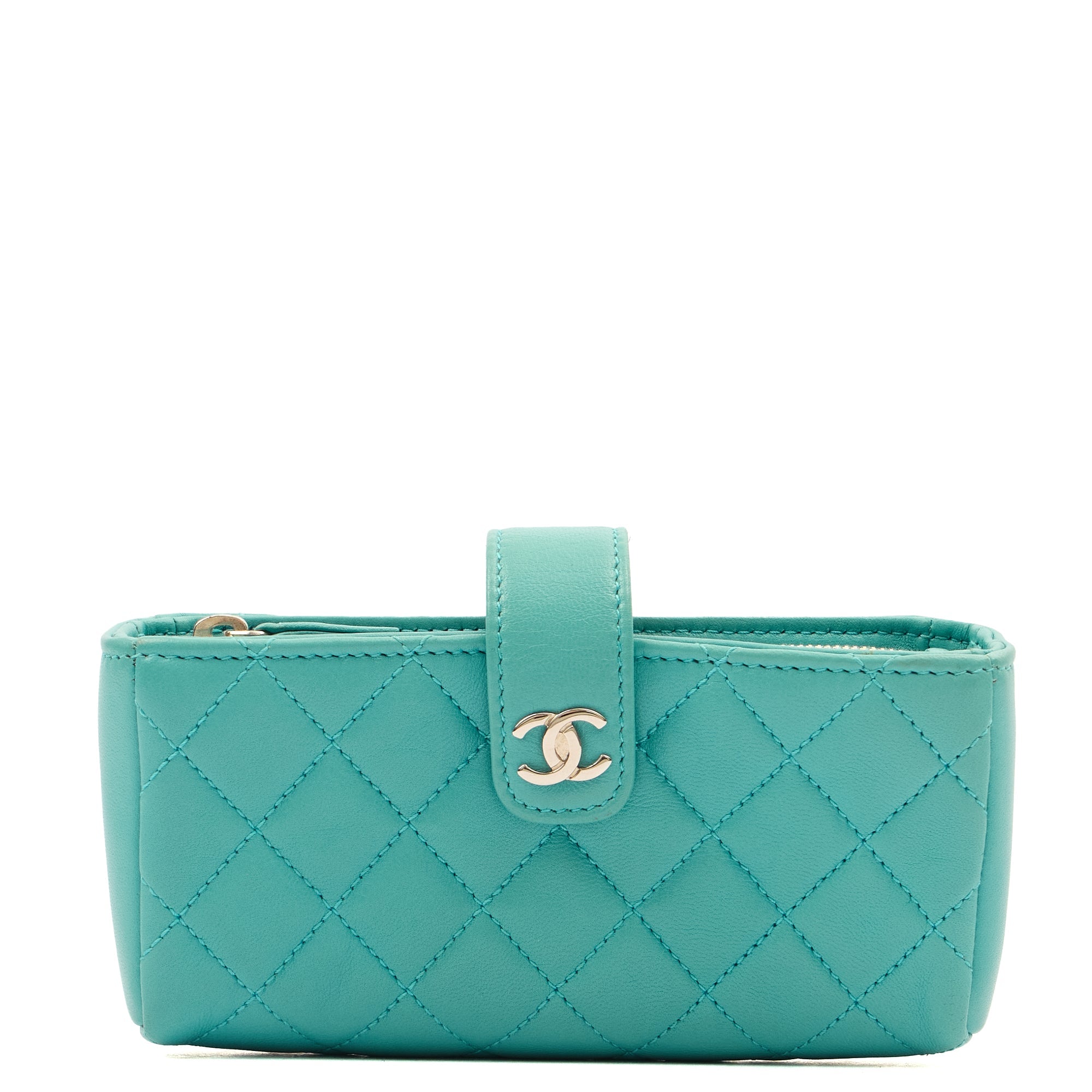 Chanel Other Compact Wallet in Blue, Lambskin Leather — Front View