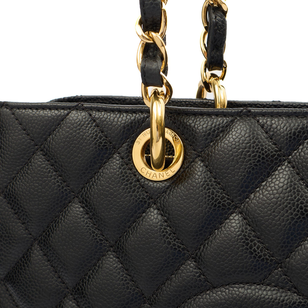 Chanel Tote Grand Shopping Tote in Black, Caviar Leather — Alternate View 9