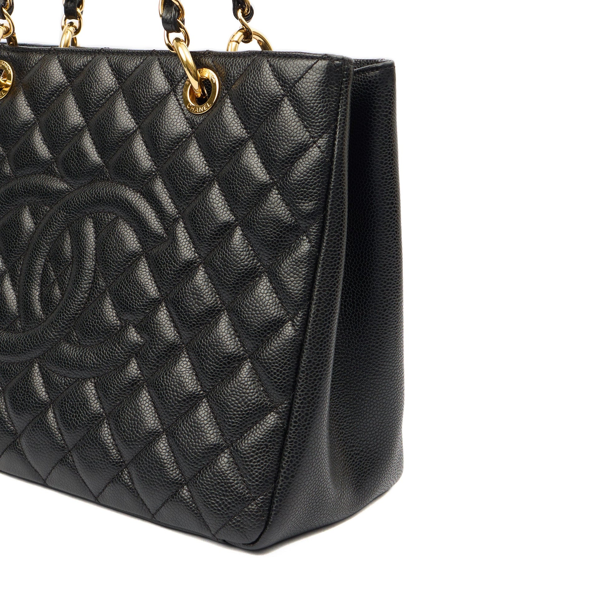 Chanel Tote Grand Shopping Tote in Black, Caviar Leather — Lifestyle View