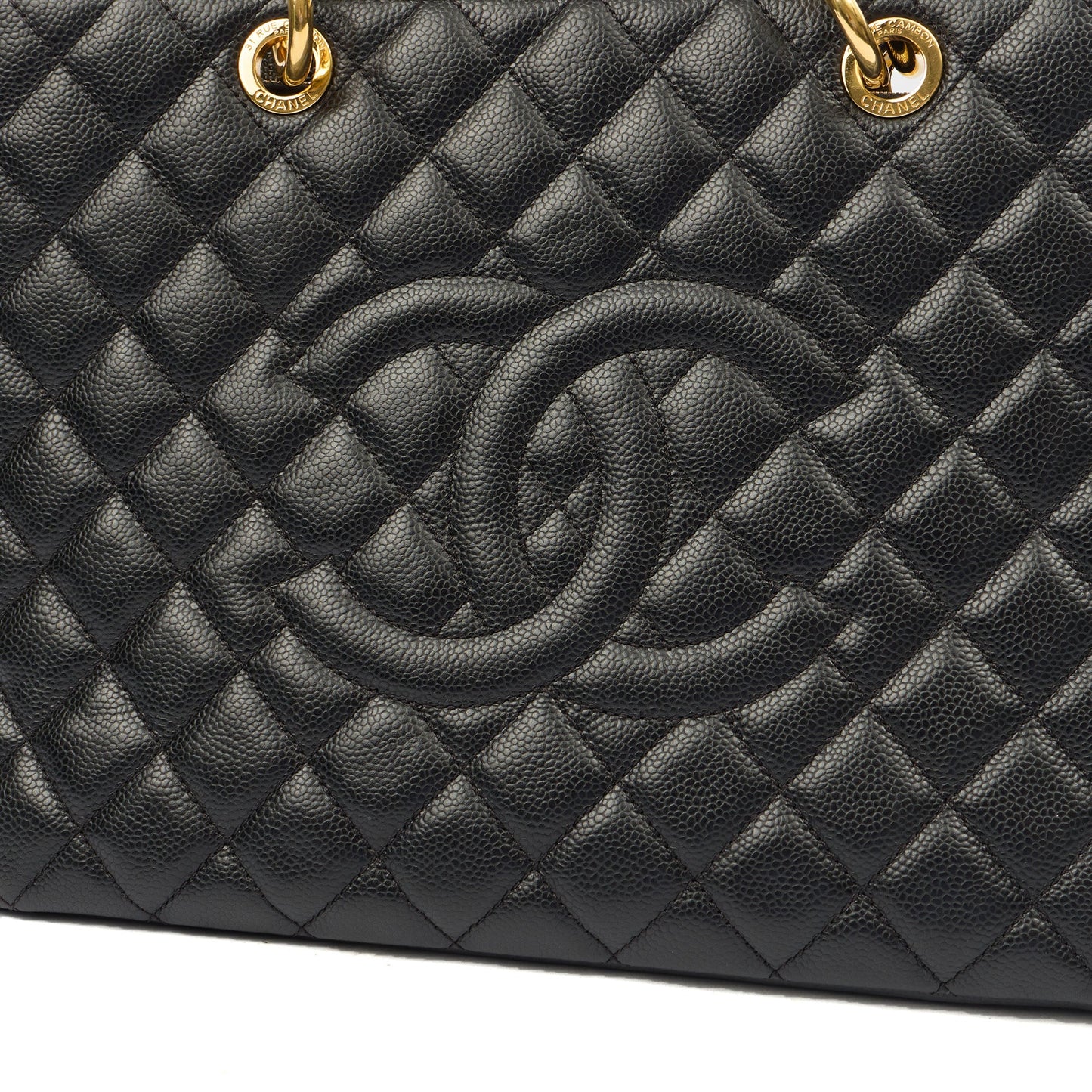Chanel Tote Grand Shopping Tote in Black, Caviar Leather — Alternate View 7