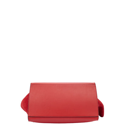 Celine Top Handle Trapeze - Medium in Red, Box Calfskin — Top View