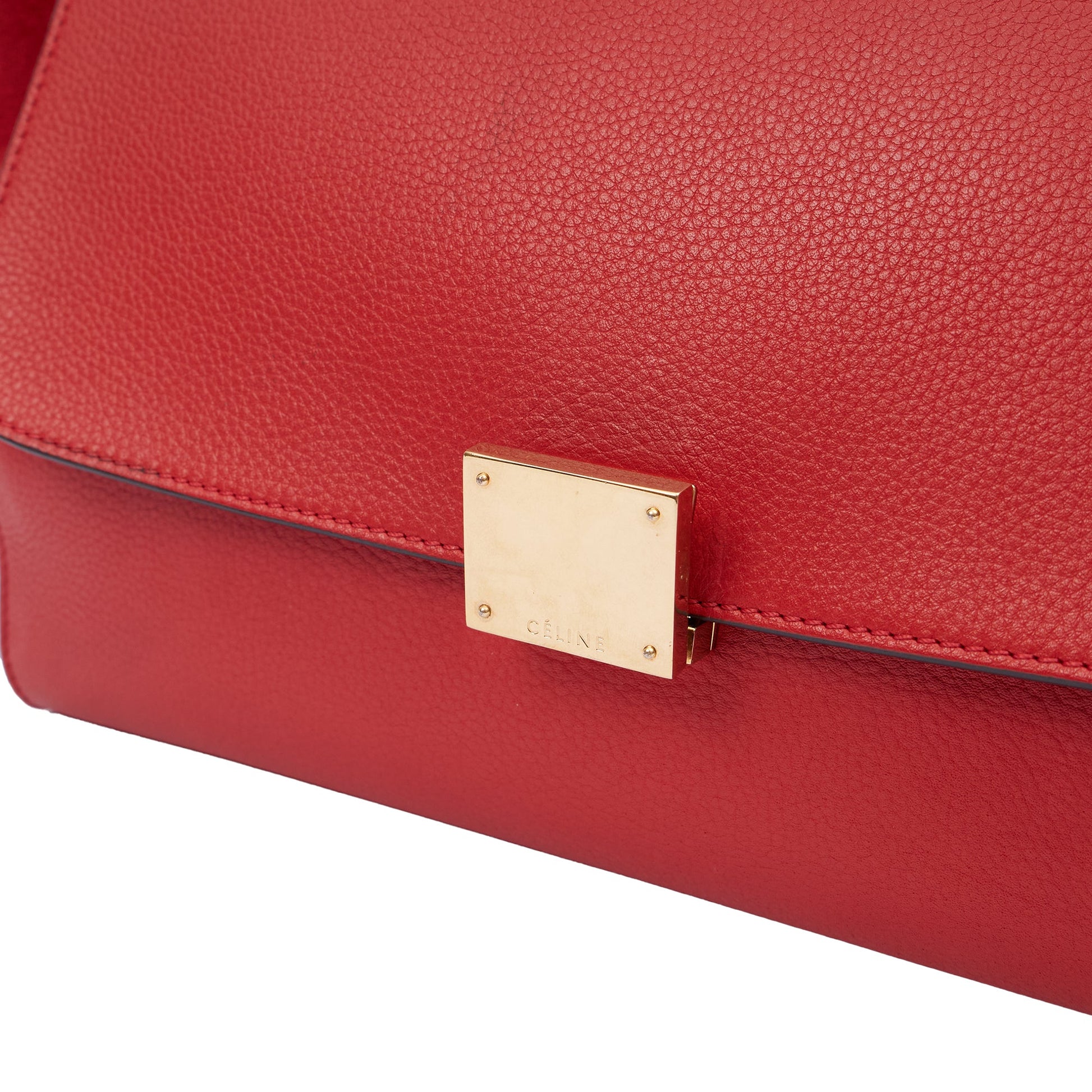 Celine Top Handle Trapeze - Medium in Red, Box Calfskin — Lifestyle View