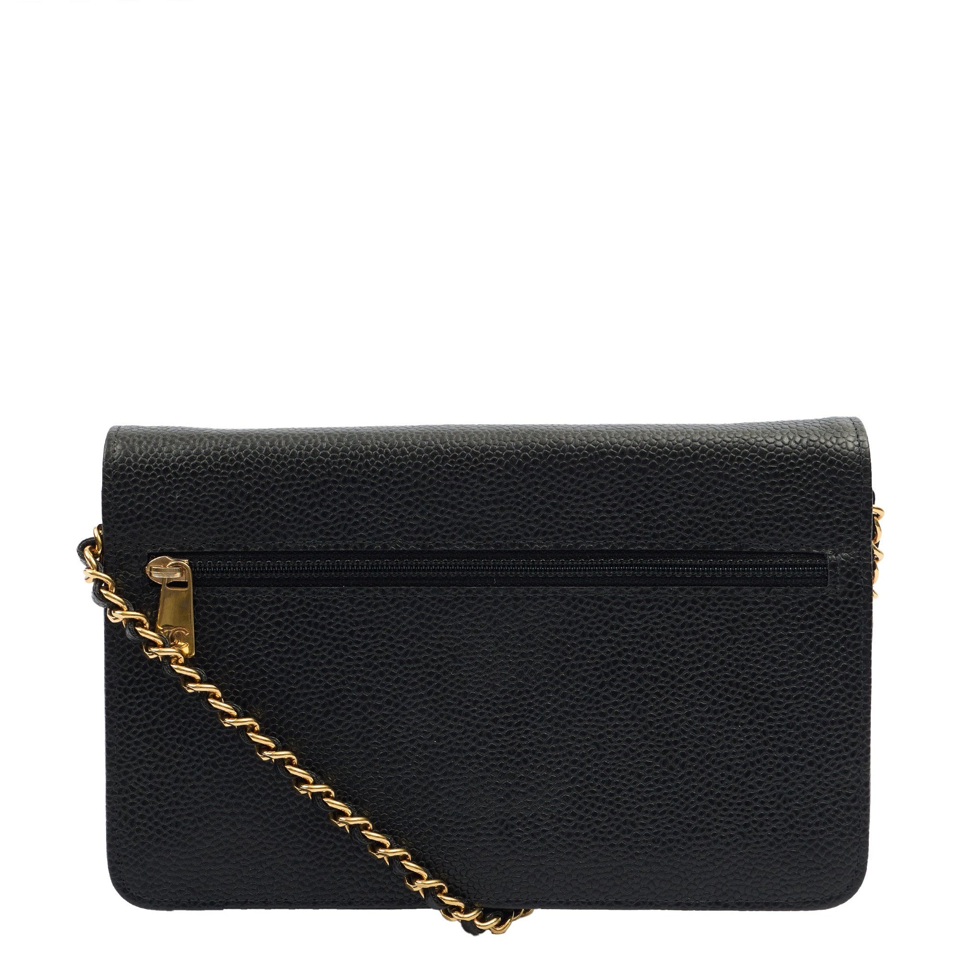 Chanel Cross Body Wallet on Chain in Black, Caviar Leather — Alternate View 19