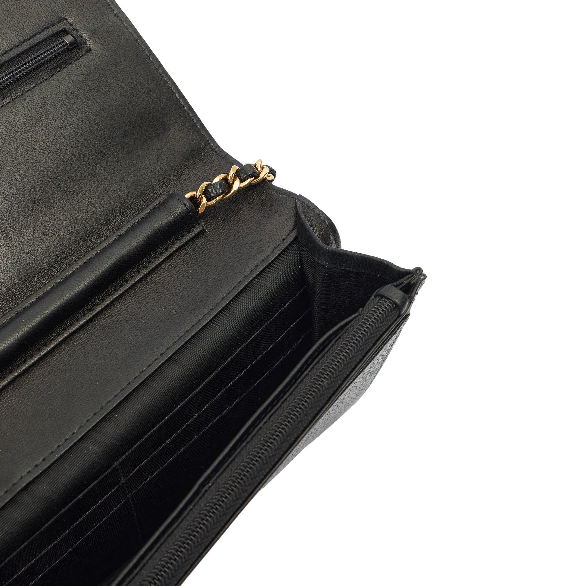 Chanel Cross Body Wallet on Chain in Black, Caviar Leather — Alternate View 16