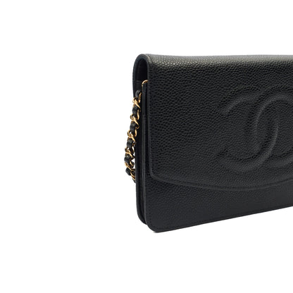 Chanel Cross Body Wallet on Chain in Black, Caviar Leather — Alternate View 23