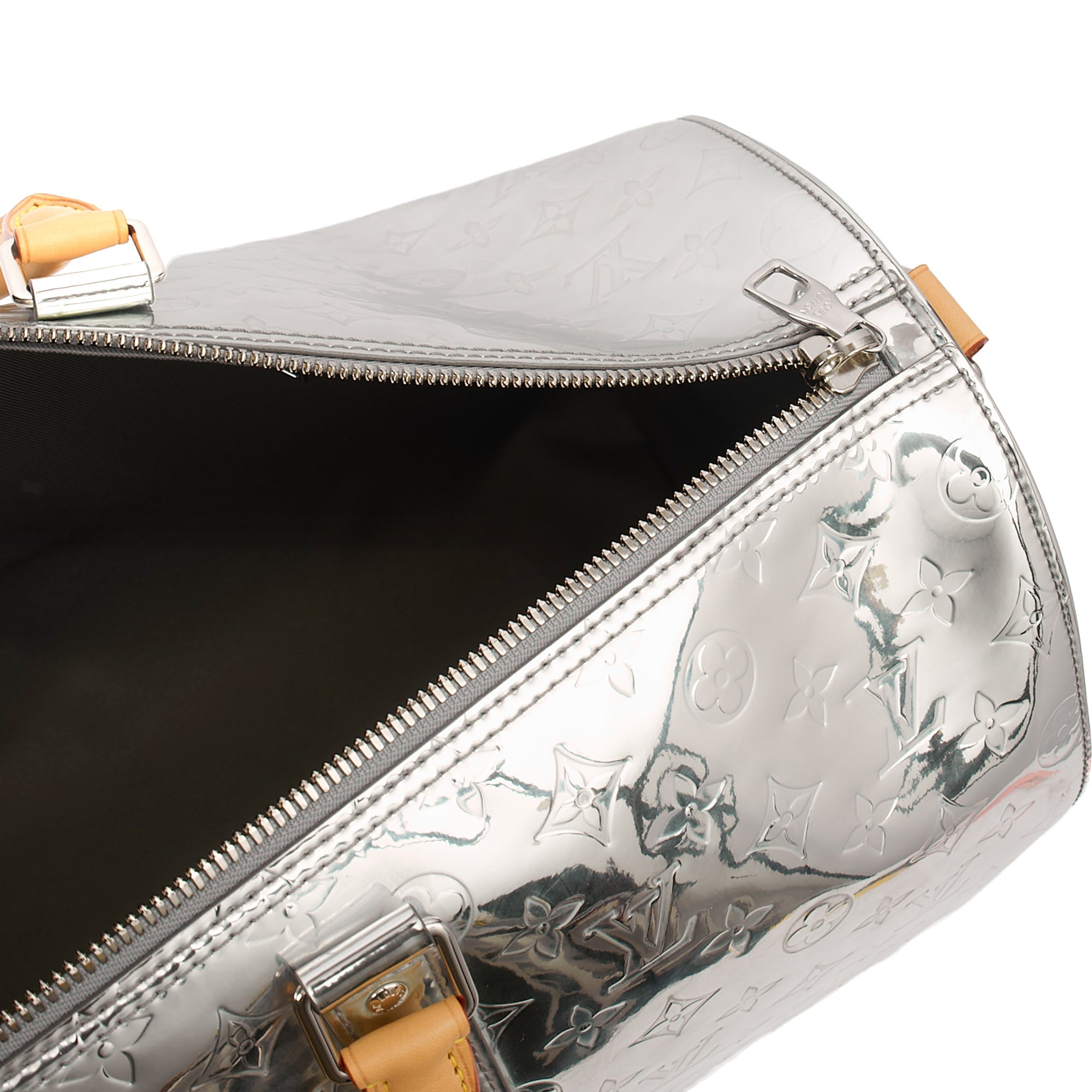 Louis Vuitton Soft Sided Keepall 50 Bandouliere in Metallic, Leather — Alternate View 11