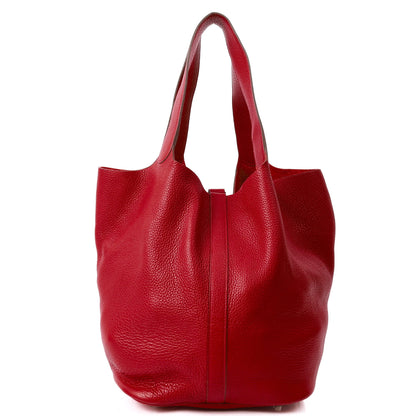 Hermes Tote Picotin 31 in Rouge Vif, Togo Leather — Back View