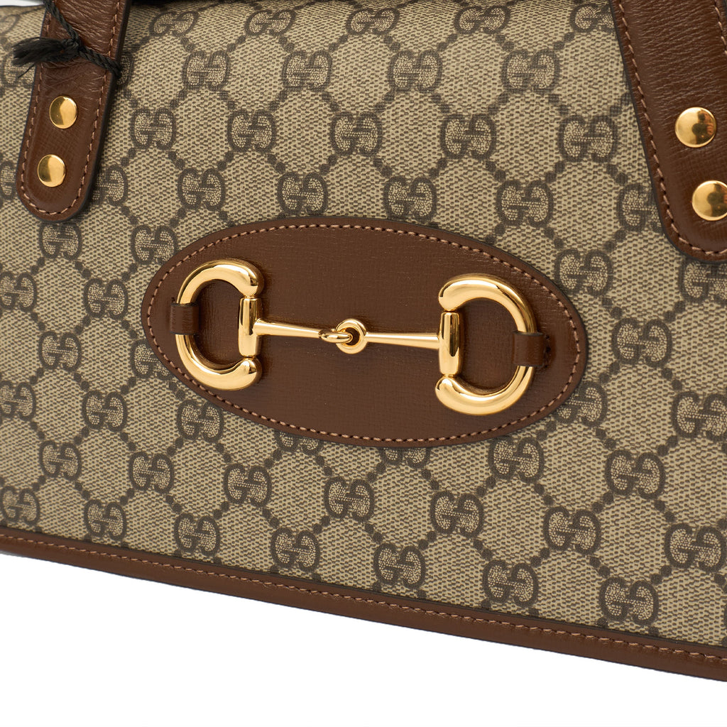 Gucci Top Handle Horsebit 1955 Tote in GG Supreme, Leather — Lifestyle View