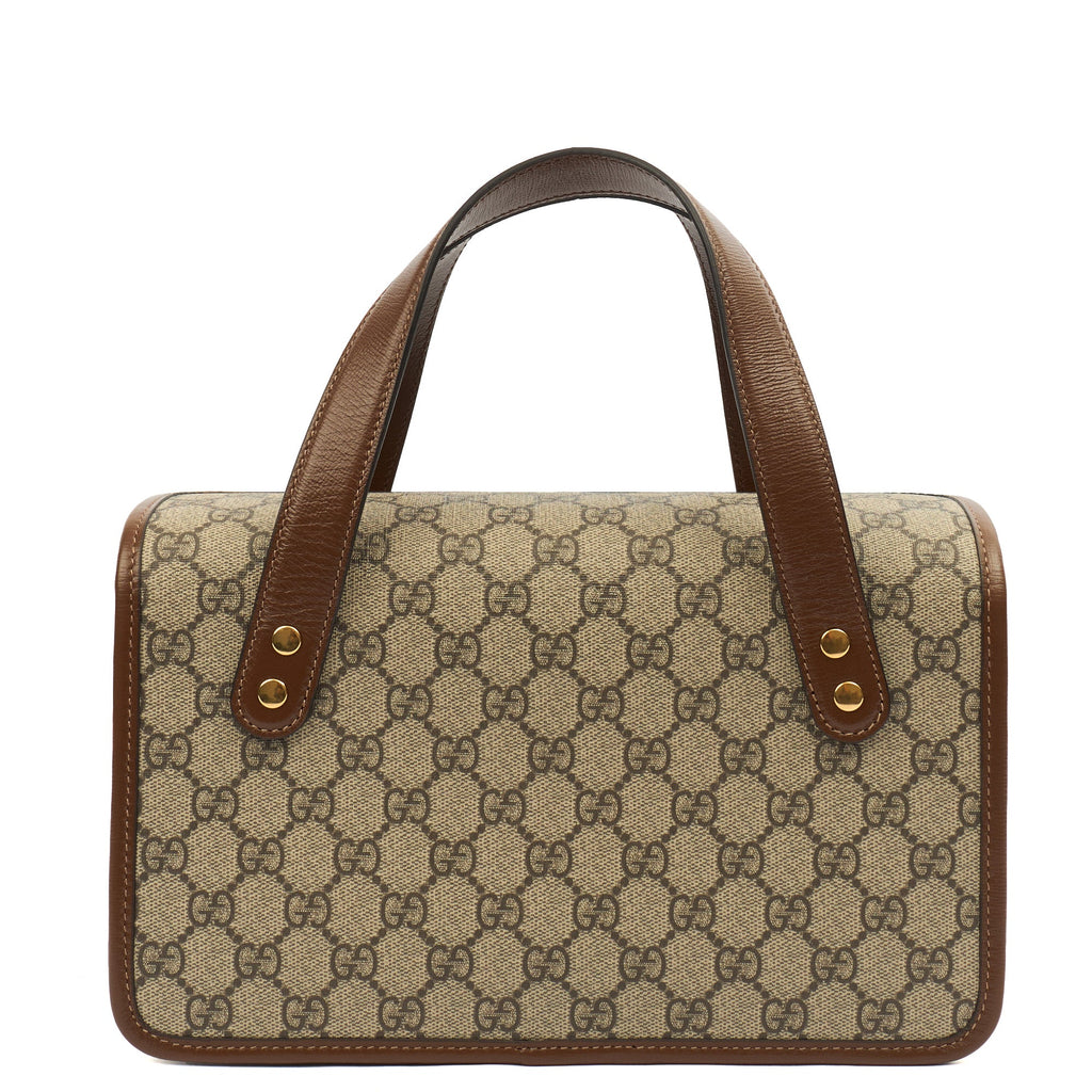 Gucci Top Handle Horsebit 1955 Tote in GG Supreme, Leather — Top View