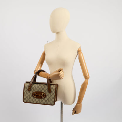 Gucci Top Handle Horsebit 1955 Tote in GG Supreme, Leather — Side View