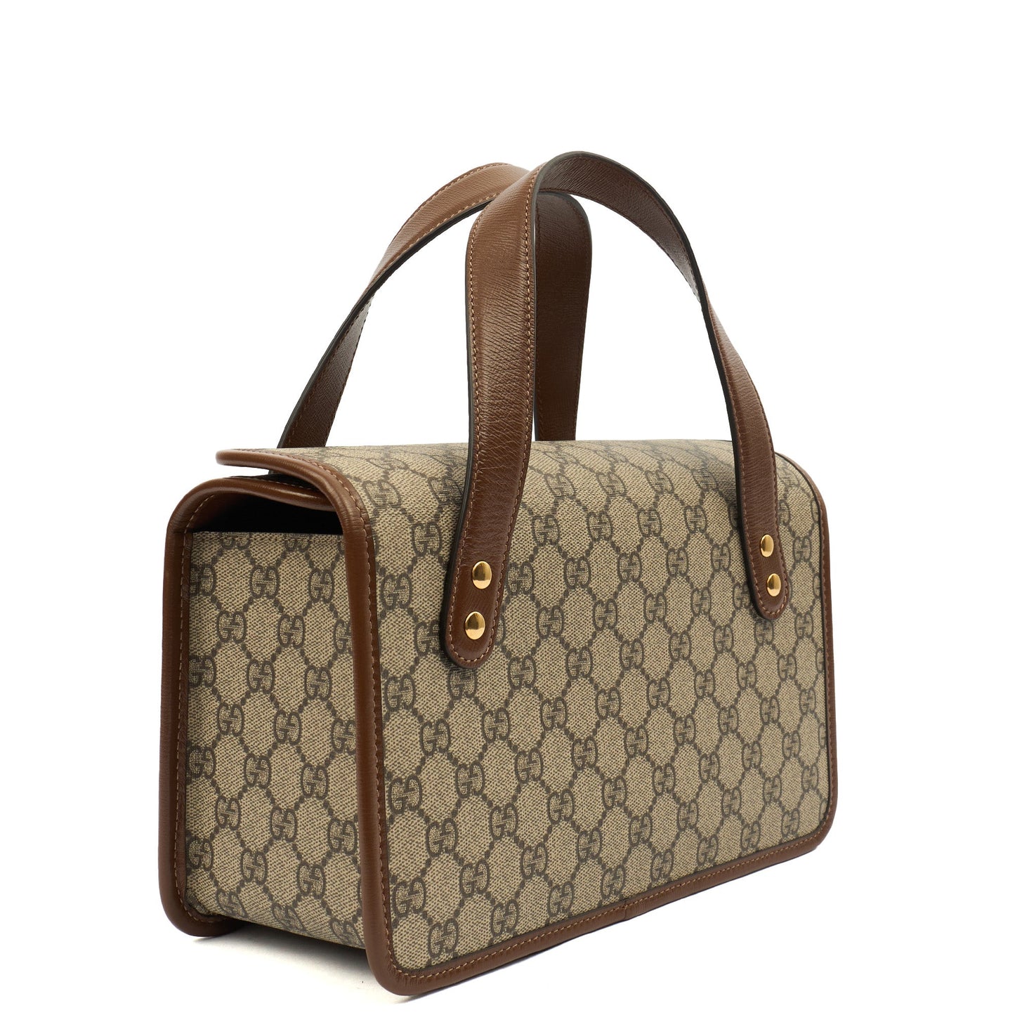 Gucci Top Handle Horsebit 1955 Tote in GG Supreme, Leather — Back View