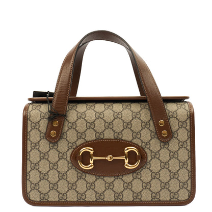 Gucci Top Handle Horsebit 1955 Tote in GG Supreme, Leather — Front View