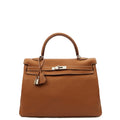 Hermes Top Handle Kelly 35 in Gold, Togo Leather — Front View