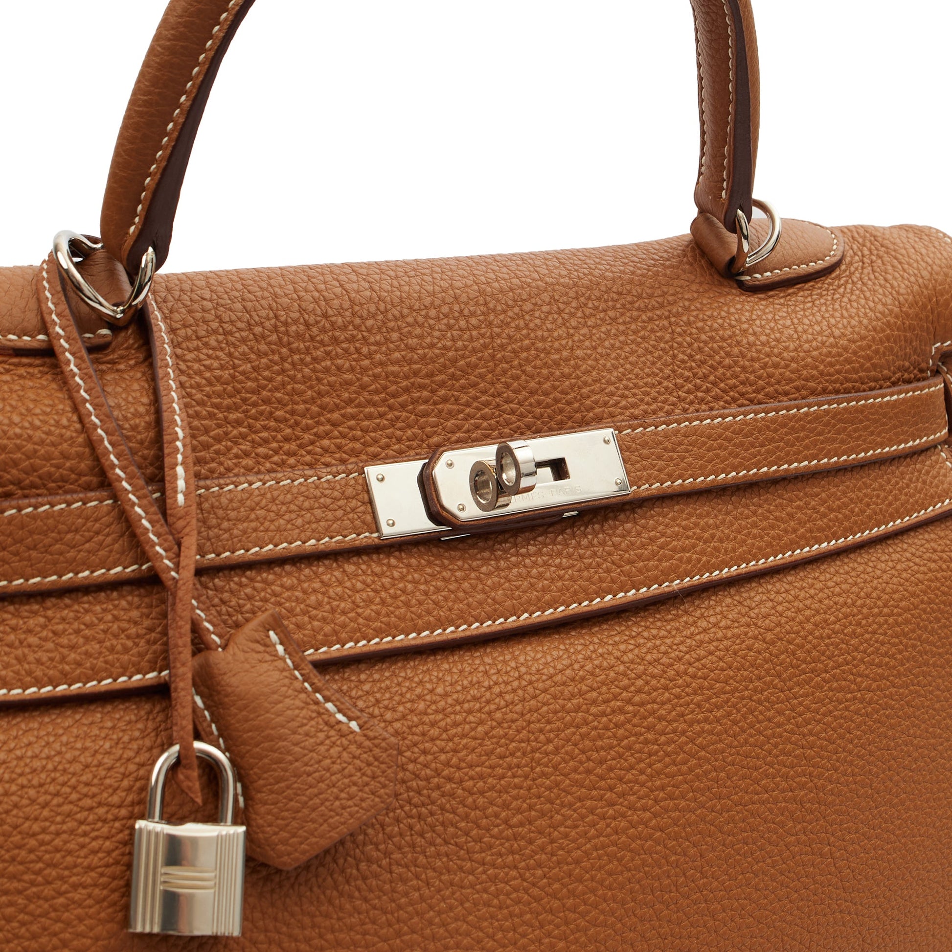 Hermes Top Handle Kelly 35 in Gold, Togo Leather — Lifestyle View