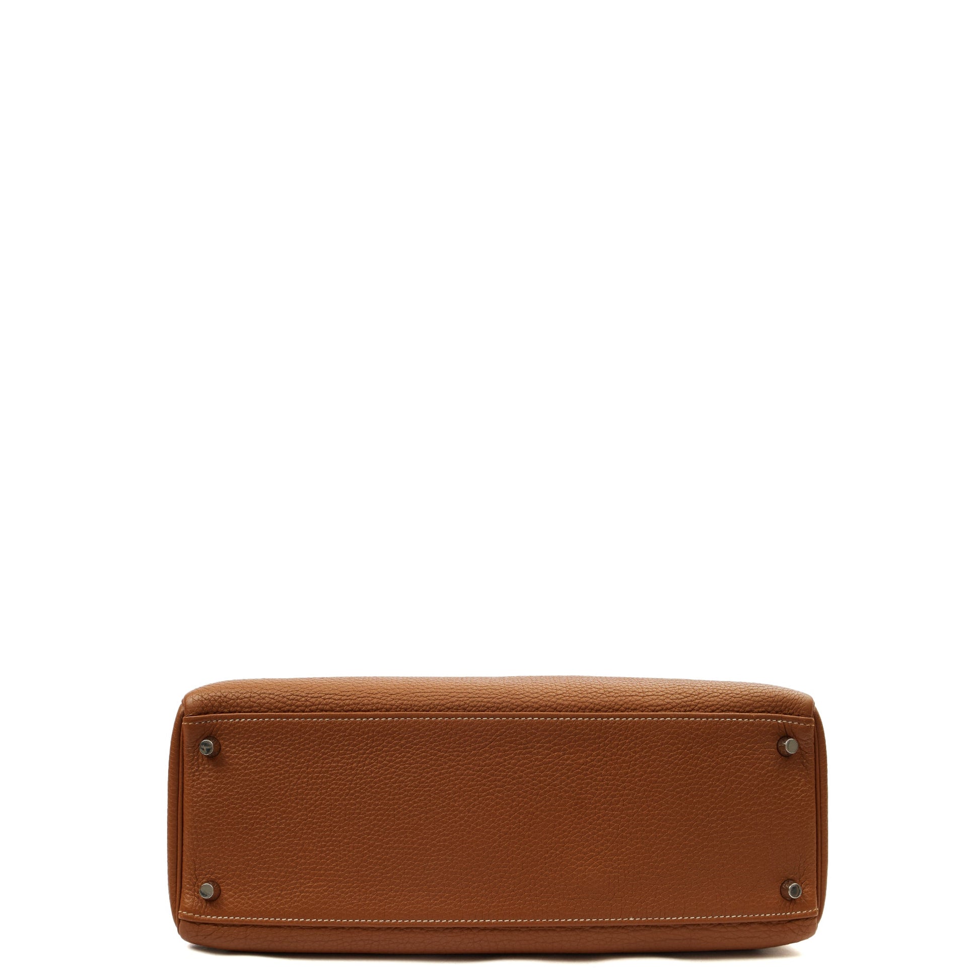 Hermes Top Handle Kelly 35 in Gold, Togo Leather — Top View
