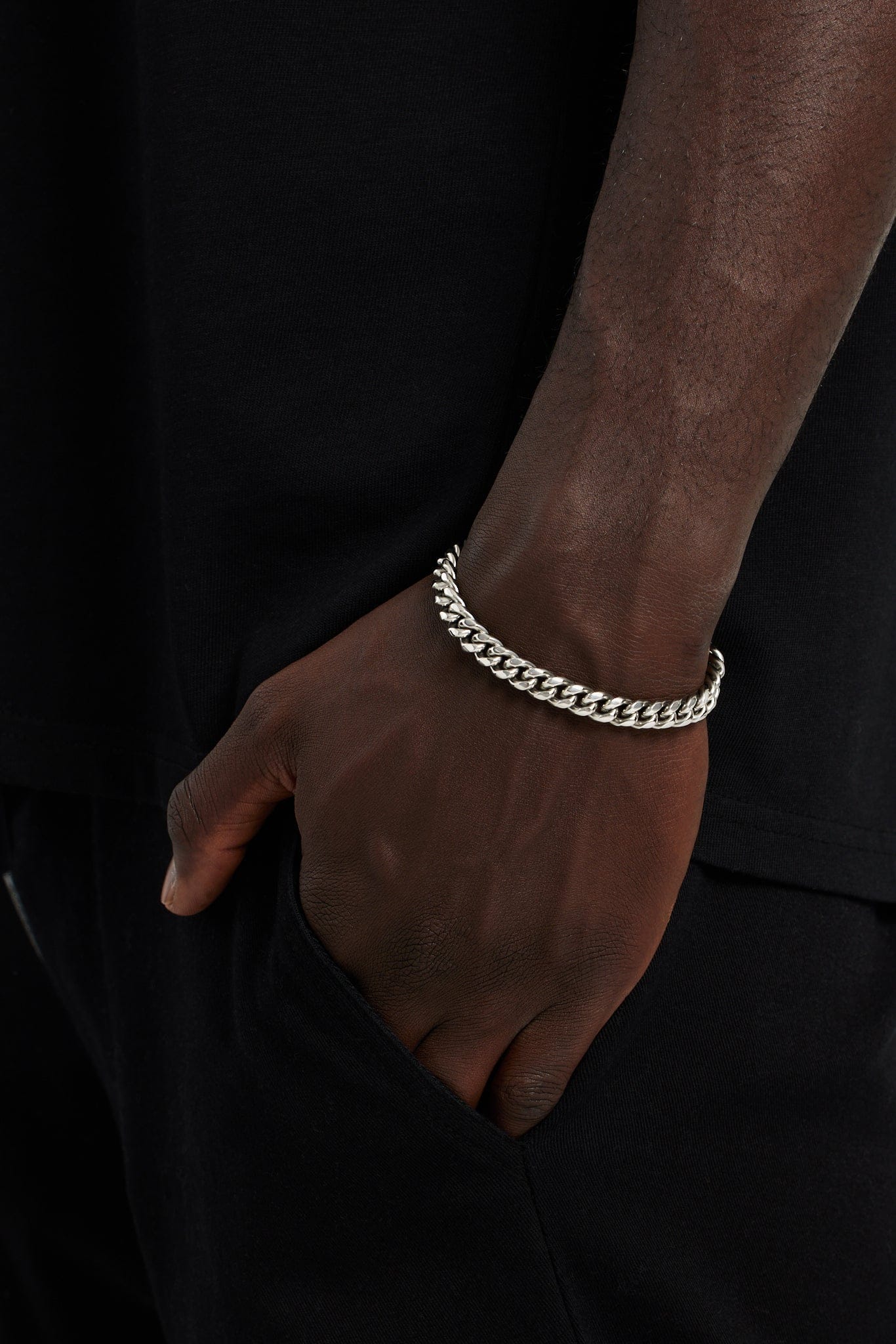 Cernucci Miami Cuban Bracelet - 8mm - White — 6" — Front View