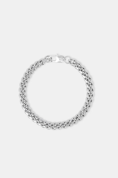 Cernucci Miami Cuban Bracelet - 8mm - White — 6" — Side View