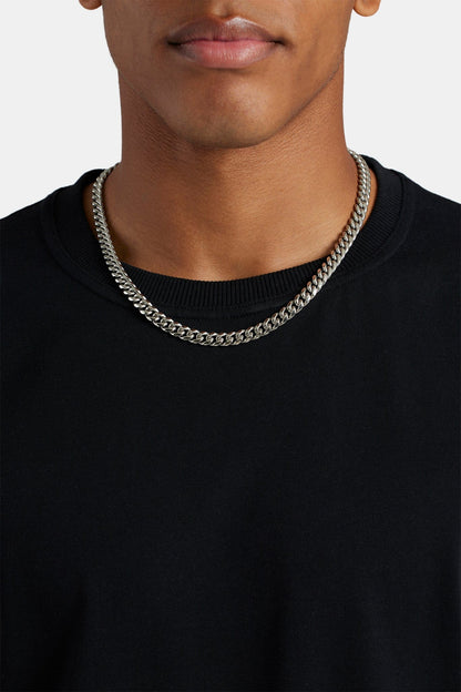 Cernucci Miami Cuban Chain - 8mm - White — 18" — Front View