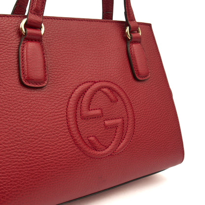 Gucci Tote Soho Top Handle in Red, Leather — Lifestyle View