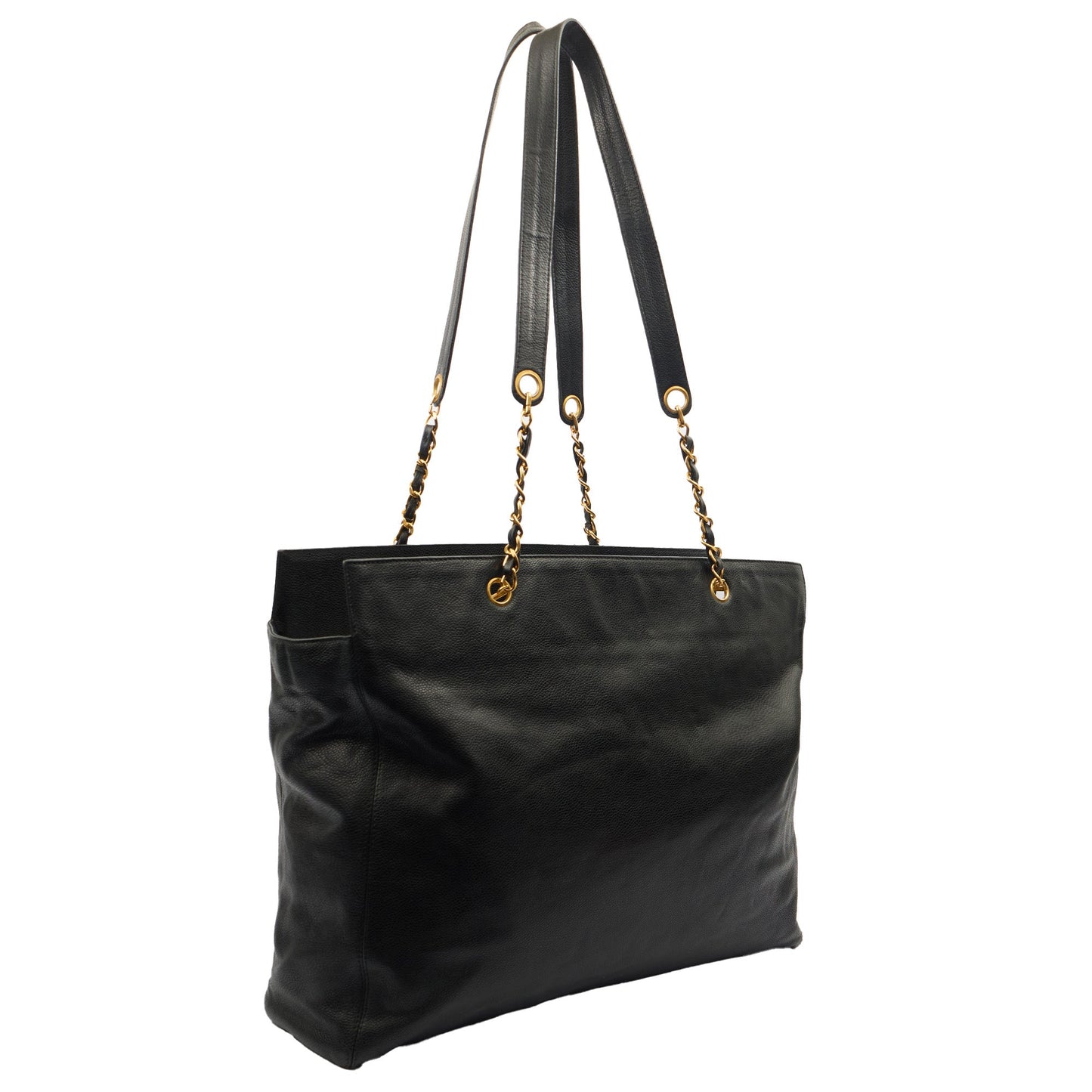 Chanel Tote Tote in Black, Caviar Leather — Side View