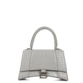 Balenciaga Top Handle Hourglass Top Handle Small in Grey, Exotic Effect Leather — Front View