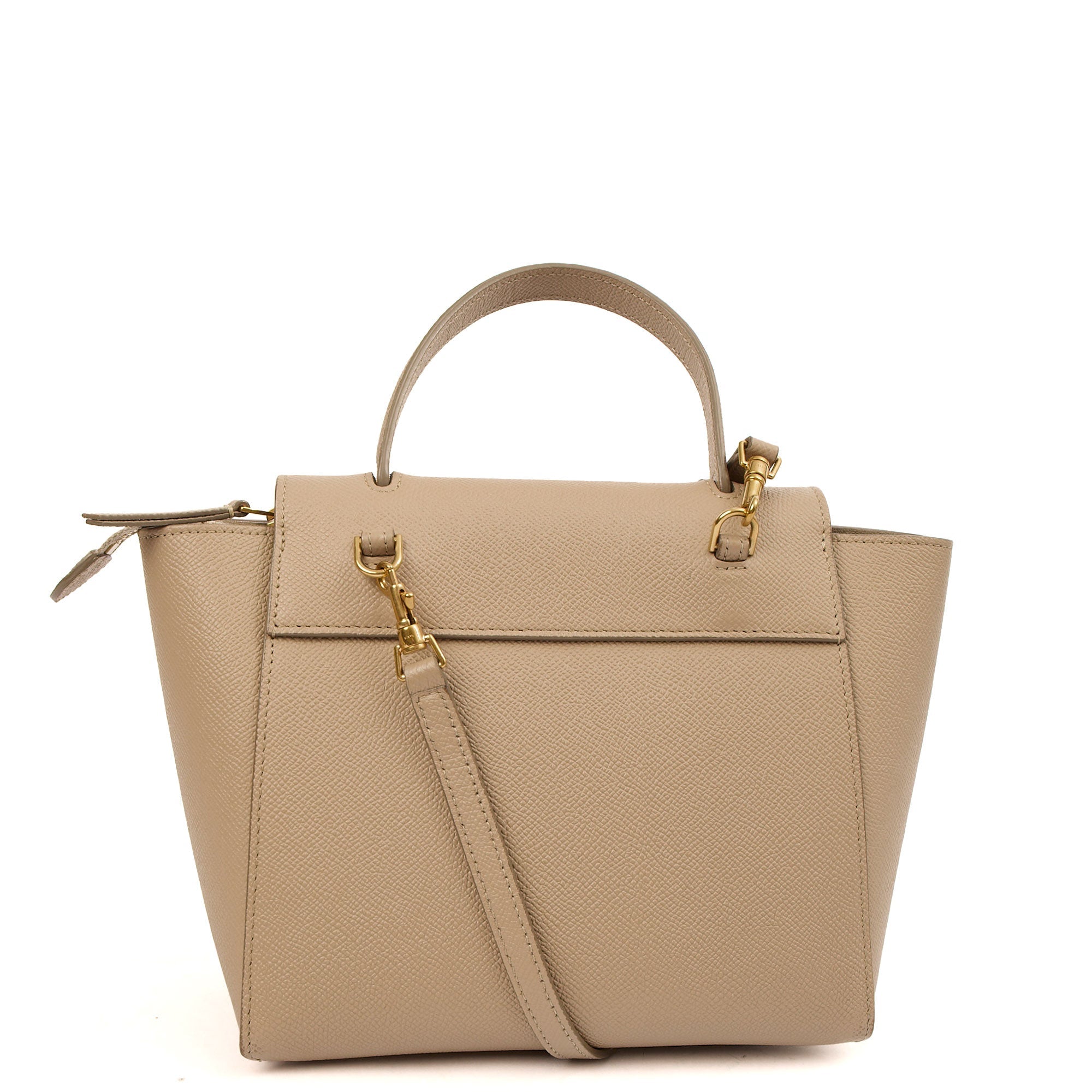 Celine Top Handle Belt Bag - Nano in Cream, Box Calfskin — Top View