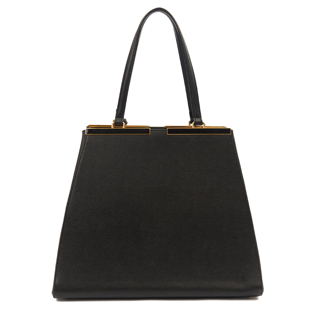Fendi Shoulder Bag 2Jour - Medium  in Black, Leather — Top View