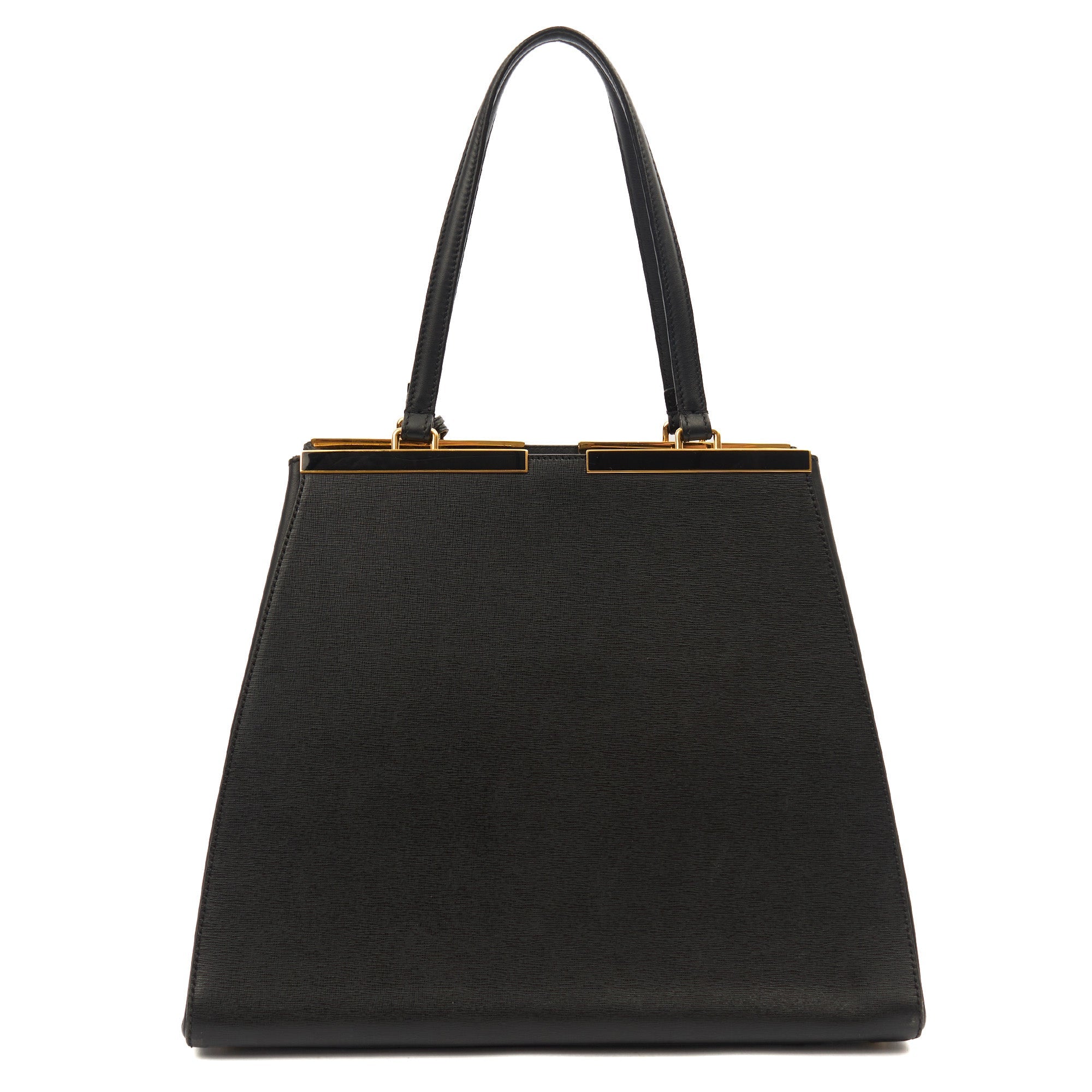 Fendi Shoulder Bag 2Jour - Medium  in Black, Leather — Top View