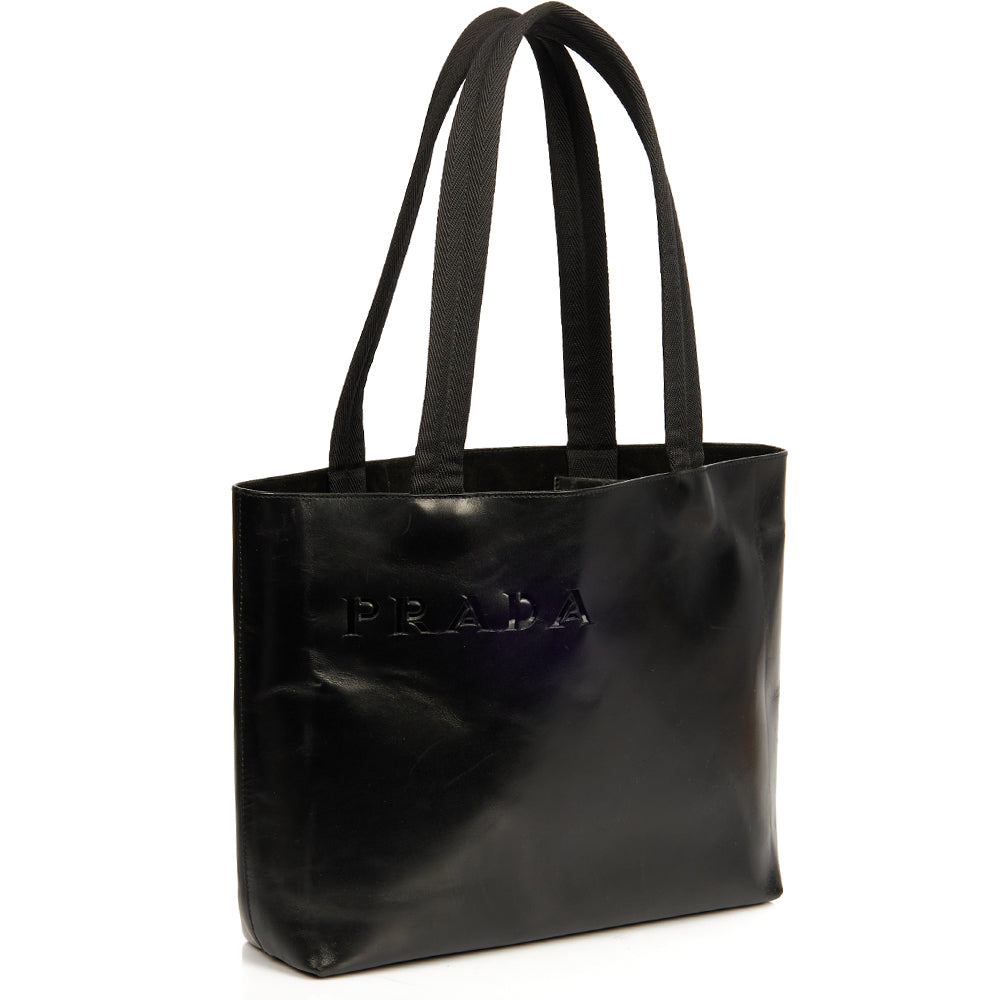 Prada Tote Tote in Black, Leather — Side View