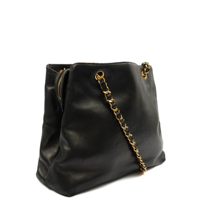 Chanel Tote Vintage Tote in Black, Lambskin Leather — Side View