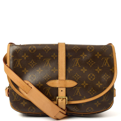 Louis Vuitton Cross Body Saumur 35 in Monogram, Calfskin Leather — Back View
