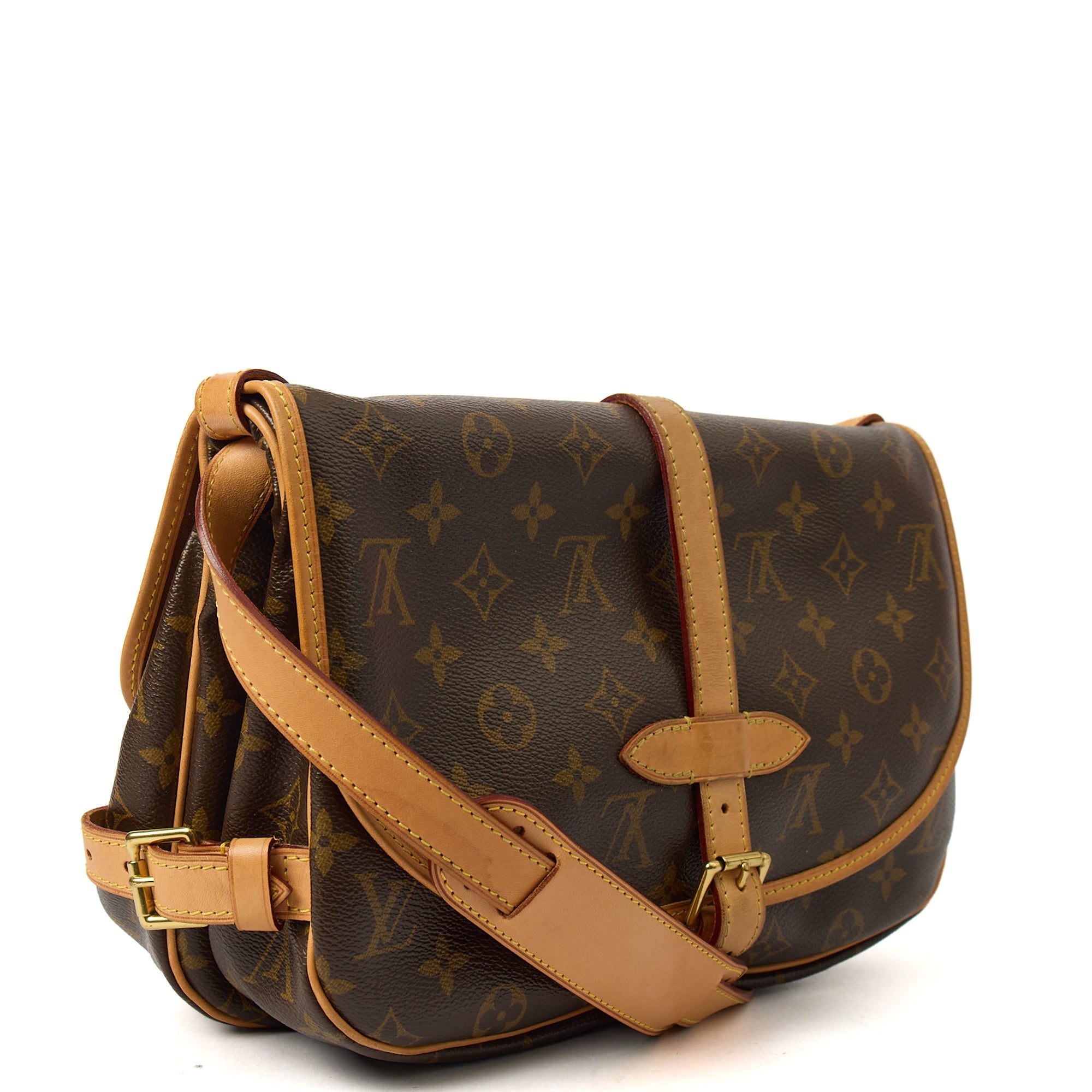 Louis Vuitton Cross Body Saumur 35 in Monogram, Calfskin Leather — Top View
