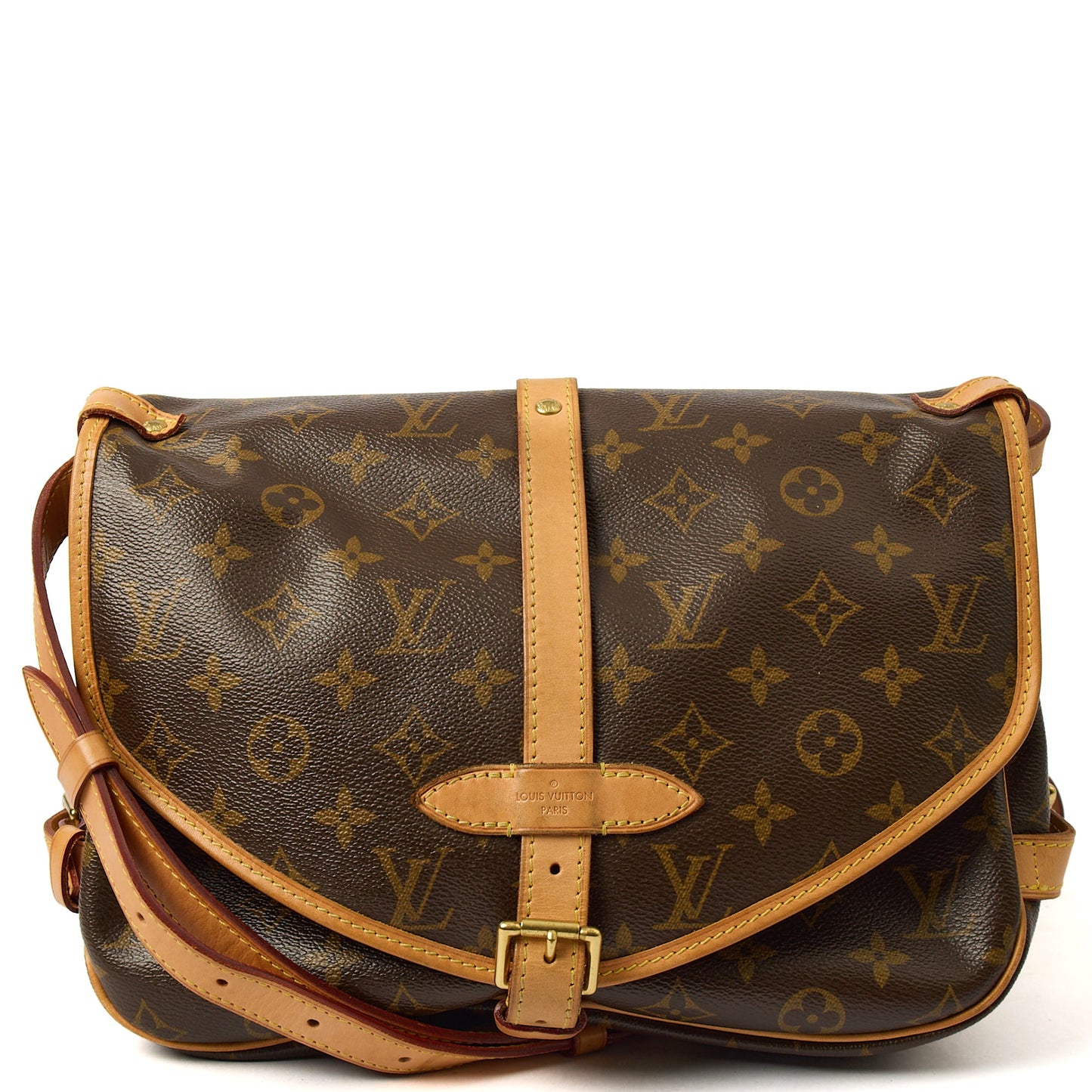 Louis Vuitton Cross Body Saumur 35 in Monogram, Calfskin Leather — Front View