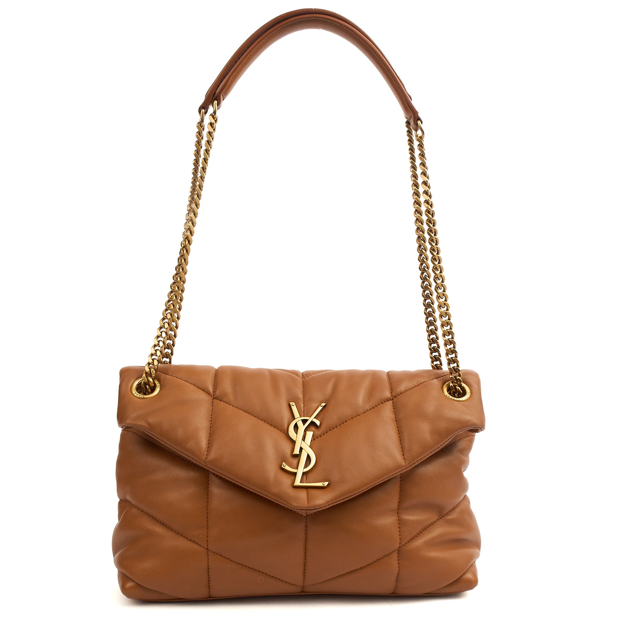 Saint Laurent Shoulder Bag Puffer - Medium in Brown, Leather — Side View