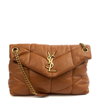 Saint Laurent Shoulder Bag Puffer - Medium in Brown, Leather — Front View