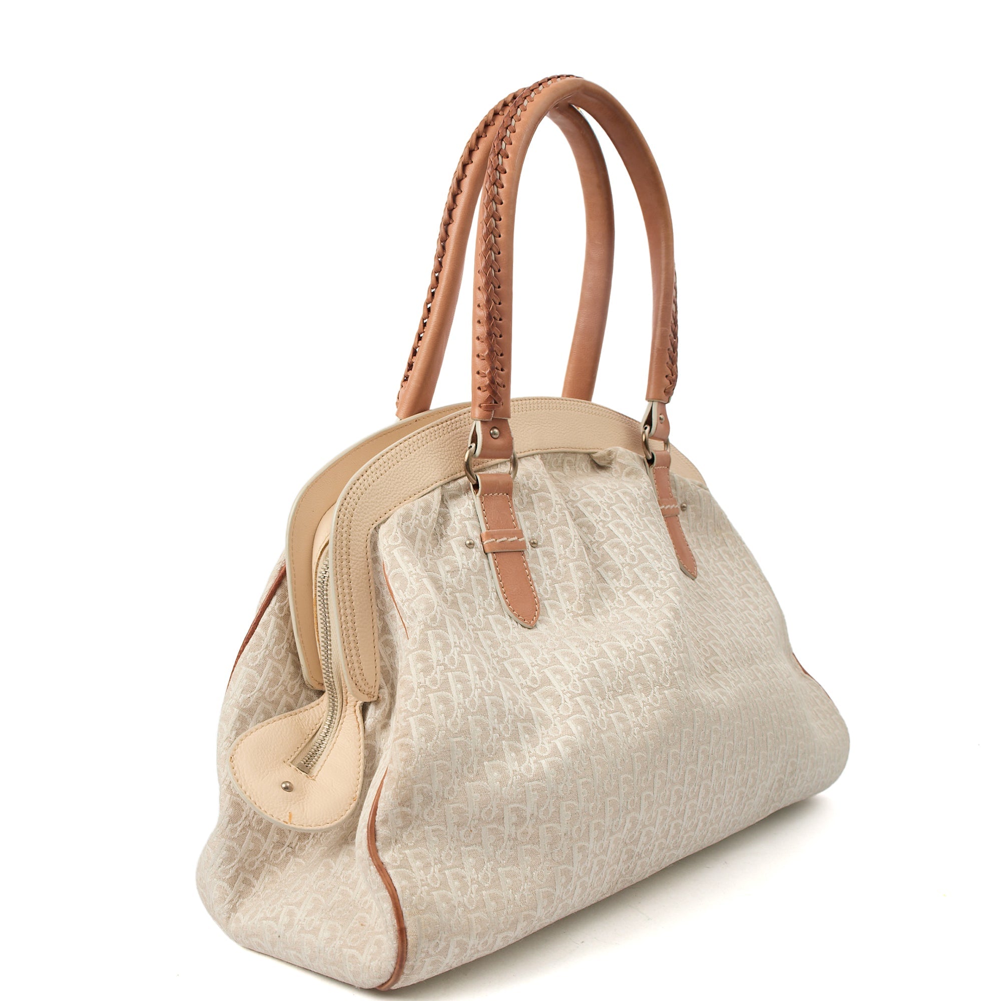 Christian Dior Shoulder Bag My Dior Frame Bag in Neutral, Fabric — Back View