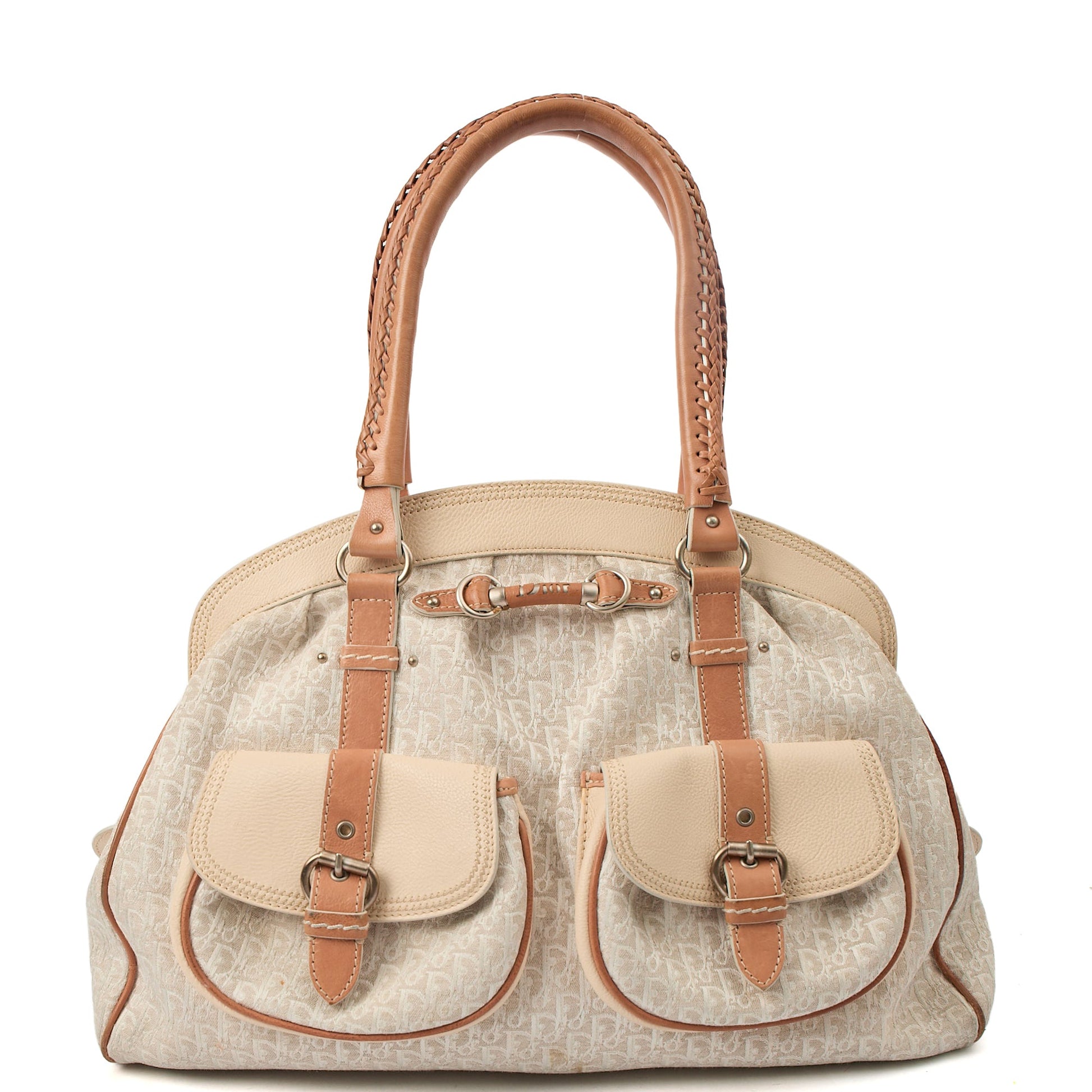 Christian Dior Shoulder Bag My Dior Frame Bag in Neutral, Fabric — Front View