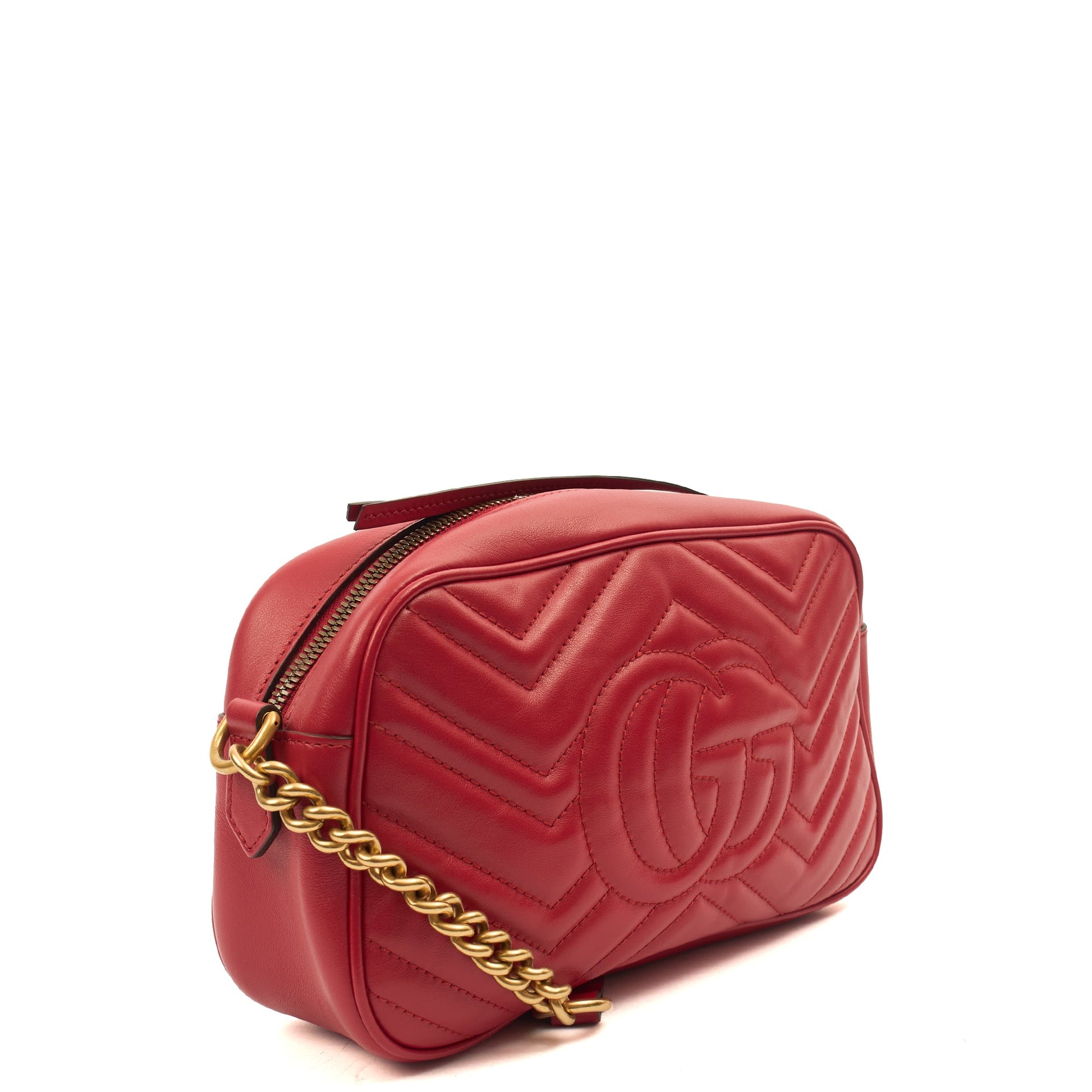 Gucci Cross Body Marmont Shoulder Bag - Small in Red, Leather — Alternate View 8