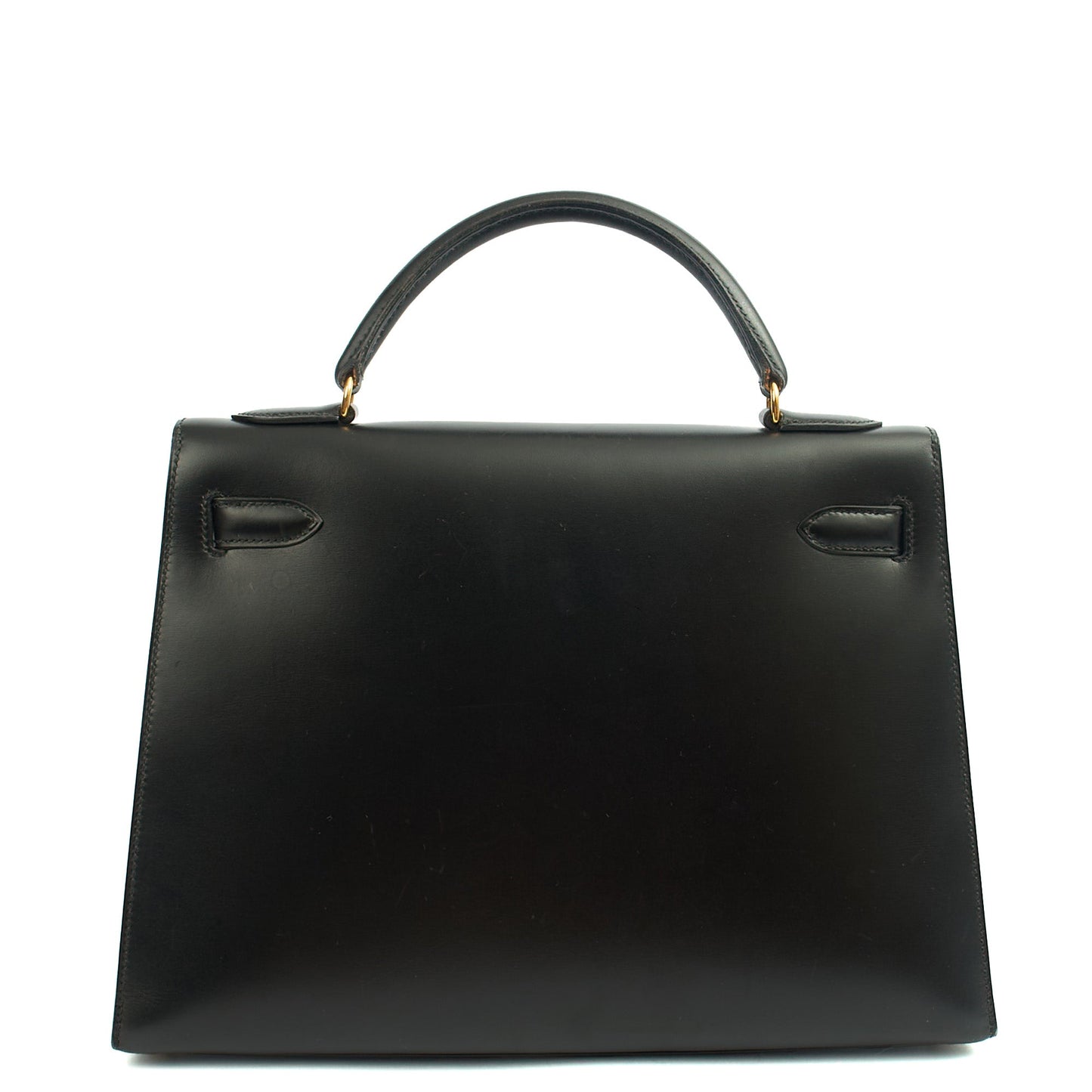 Hermes Kelly 32 in Black, Box Calf Leather — Top View