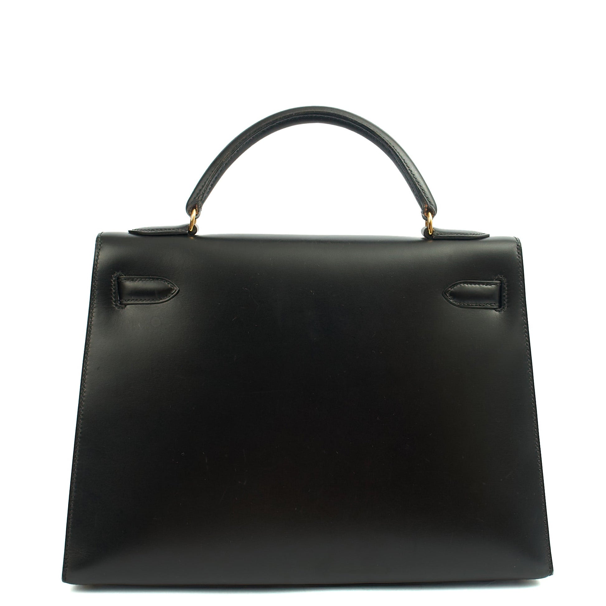 Hermes Kelly 32 in Black, Box Calf Leather — Top View
