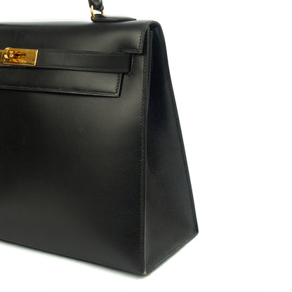 Hermes Kelly 32 in Black, Box Calf Leather — Lifestyle View