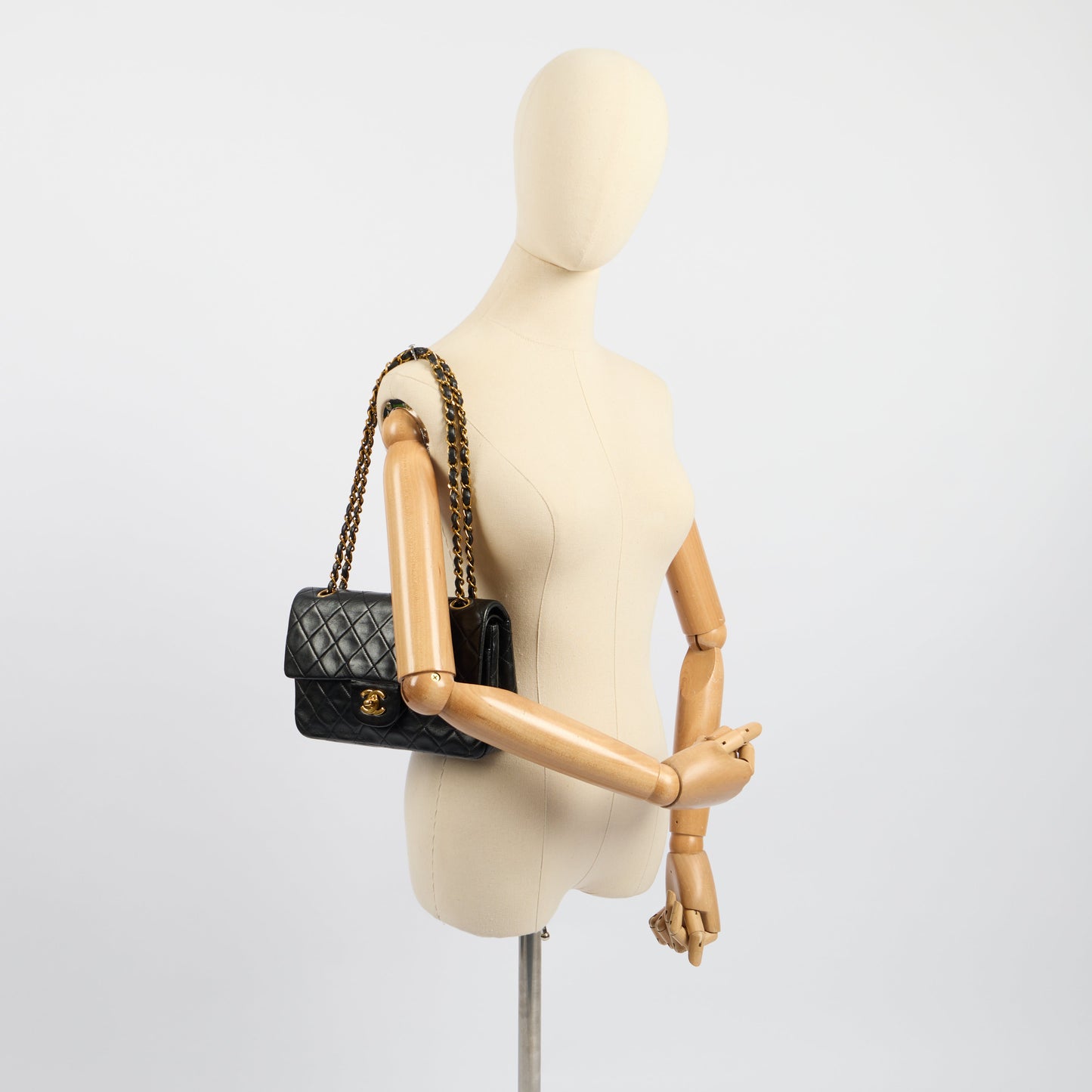 Chanel Cross Body Classic Double Flap - Small in Black, Lambskin Leather — Back View