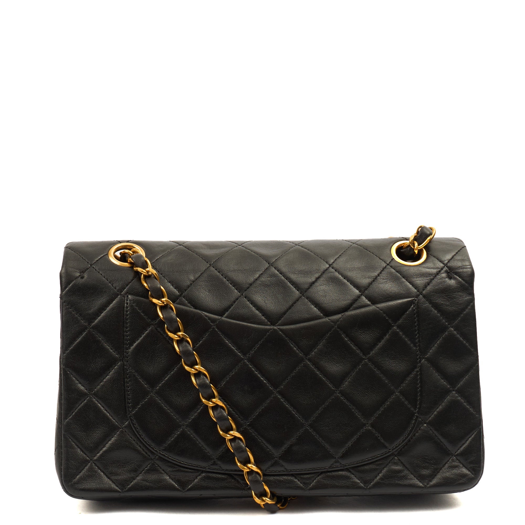 Chanel Cross Body Classic Double Flap - Small in Black, Lambskin Leather — Detail View