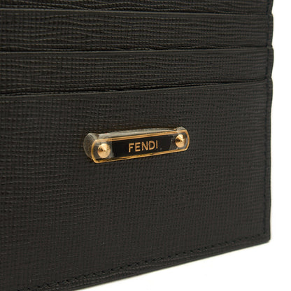 Fendi Wallet Card Holder in Black, Leather — Detail View